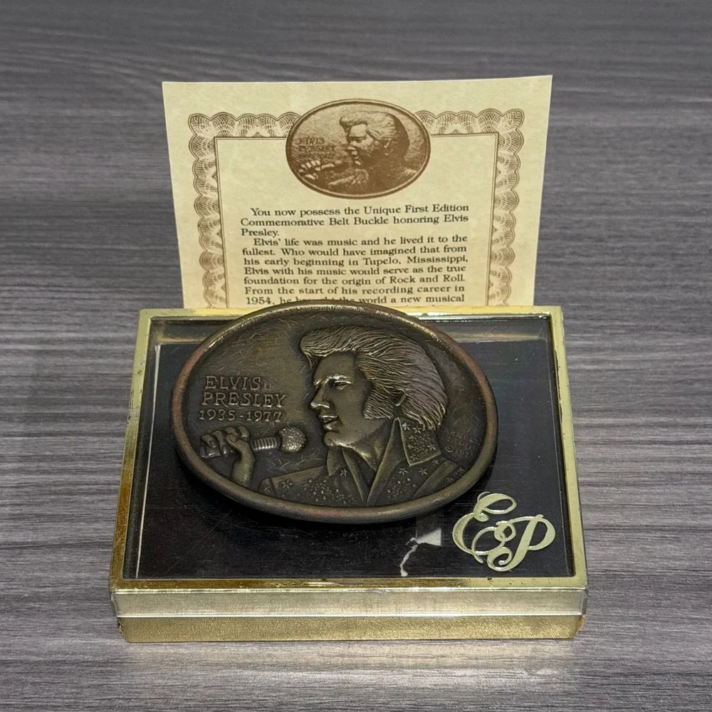 Elvis Presley 1977 Commemorative Belt Buckle‎ First Edition Arnold Bergier Box